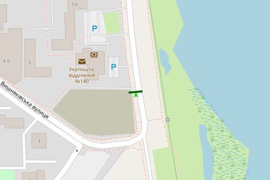 Схема рекламной плоскости по адресу Ревуцького вул. - Вишняківська вул.