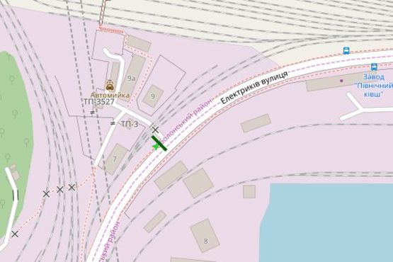 Схема рекламной плоскости по адресу Електриків вул., напроти 10А вїзд до Евромойки