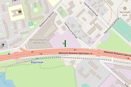 Схема рекламной плоскости по адресу Миколи Бажана просп., вул. Дніпродзержинська