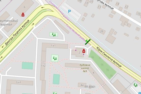 Схема рекламной плоскости по адресу Юрія Смолича вул., 2