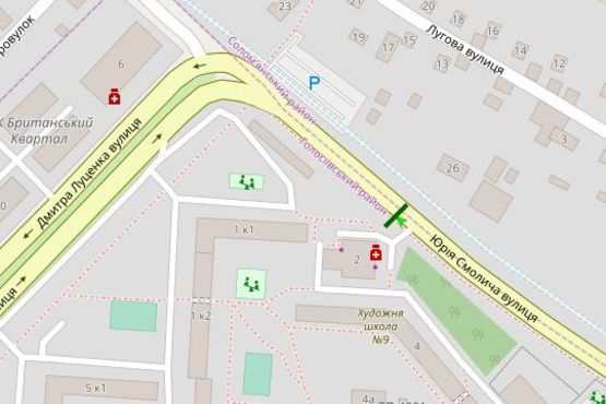 Схема рекламної площини за адресою Юрія Смолича вул., 2