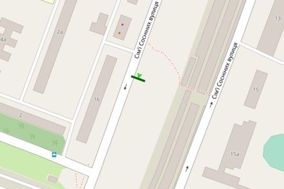 Схема рекламной плоскости по адресу Сім`ї Сосніних вул., 16 напроти (в напрямку  Кольцова бульв.)