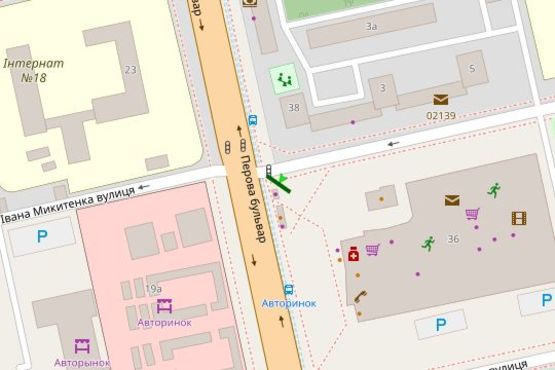 Схема рекламної площини за адресою Перова бульв., 36 (виїзд з вул. Микитенка Івана)