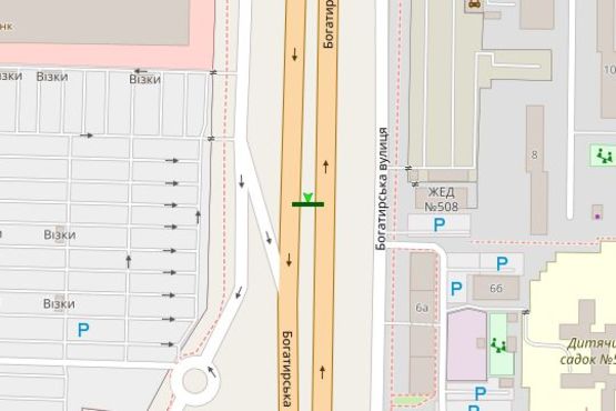 Схема рекламной плоскости по адресу Богатирська вул., 6 напроти "Епіцентру" (в напрямку Києва)