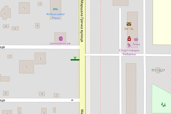 Схема рекламной плоскости по адресу Маршала Гречка вул. - Смородинова вул.