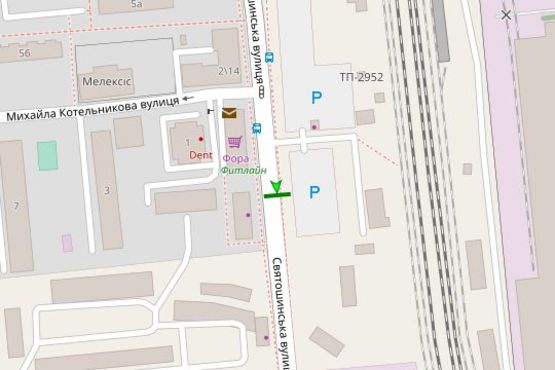 Схема рекламной плоскости по адресу Святошинська вул., напроти №18