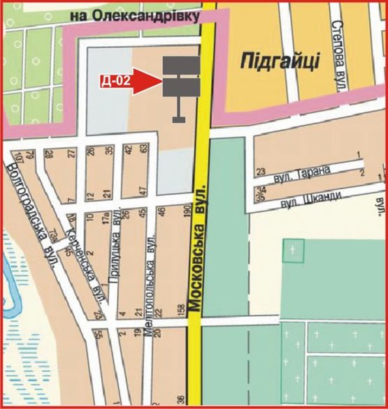 Схема рекламной плоскости по адресу ул.Московская *