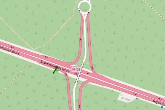 Схема рекламной плоскости по адресу Бориспільське шосе, 5,1 км від Києва (в напрямку Києва)