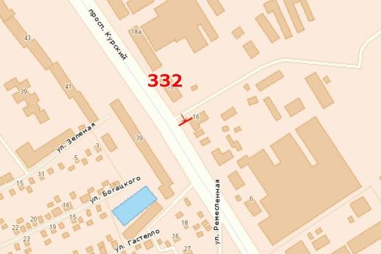 Схема рекламної площини за адресою Курський просп. - Космічна вул.