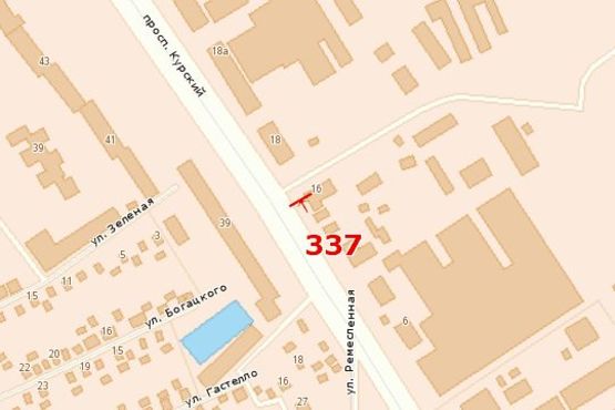 Схема рекламной плоскости по адресу Курський просп. - Космічна вул.