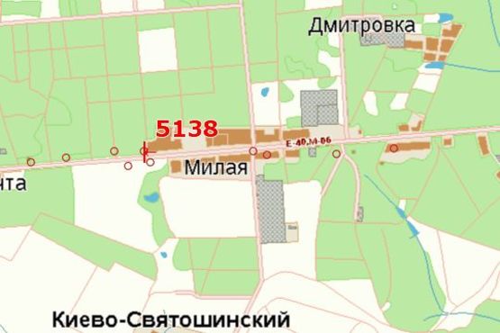 Схема рекламной плоскости по адресу Київ - Житомир (в напр. Житомира 100м до АЗС "Лукойл")
