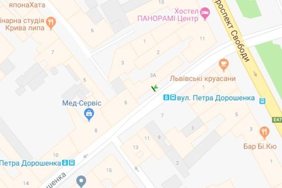 Схема рекламной плоскости по адресу Петра Дорошенко вул., (№1)