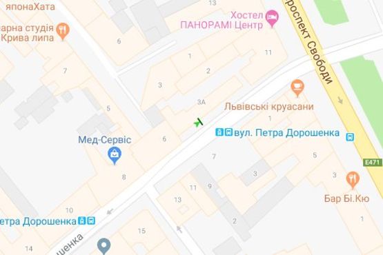 Схема рекламной плоскости по адресу Петра Дорошенко вул., (№1)