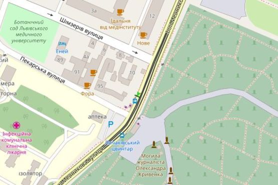 Схема рекламної площини за адресою Іллі Мечникова вул. (Личаківський цвинтар)