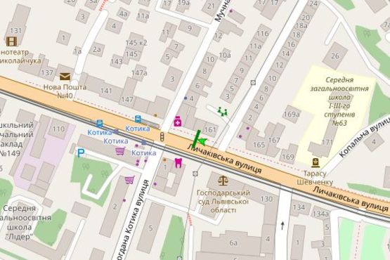 Схема рекламной плоскости по адресу Личаківська вул., 159