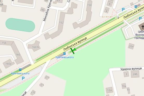 Схема рекламной плоскости по адресу Любінська вул. (в бік аеропорту)