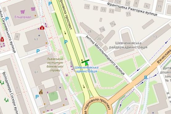 Схема рекламной плоскости по адресу Вячеслава Чорновола просп. (Шевченківська РДА)