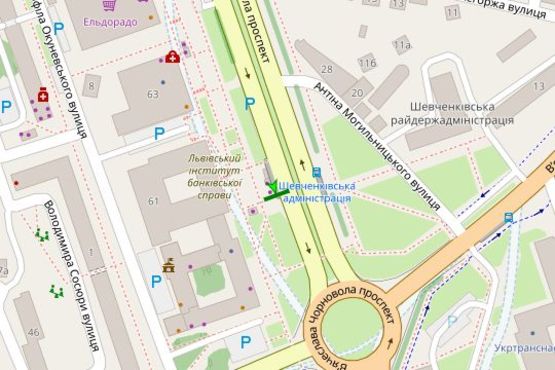 Схема рекламной плоскости по адресу Вячеслава Чорновола просп., 61