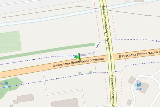 Схема рекламної площини за адресою Вячеслава Липинського вул. - Івана Миколайчука вул.