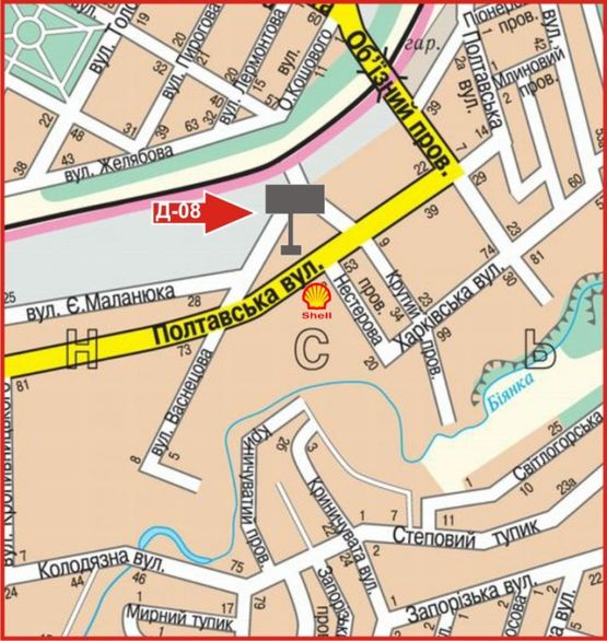 Схема рекламной плоскости по адресу ул.Полтавская