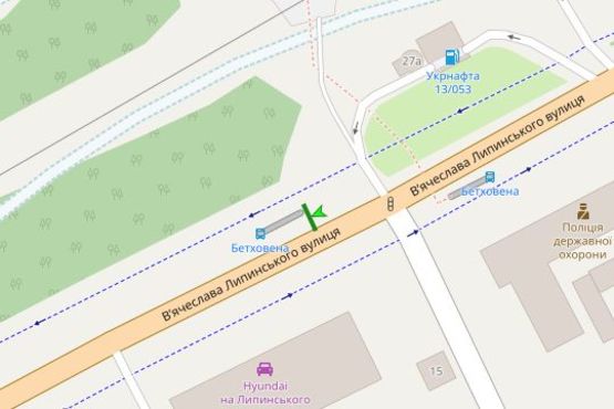 Схема рекламной плоскости по адресу Вячеслава Липинського вул., 36