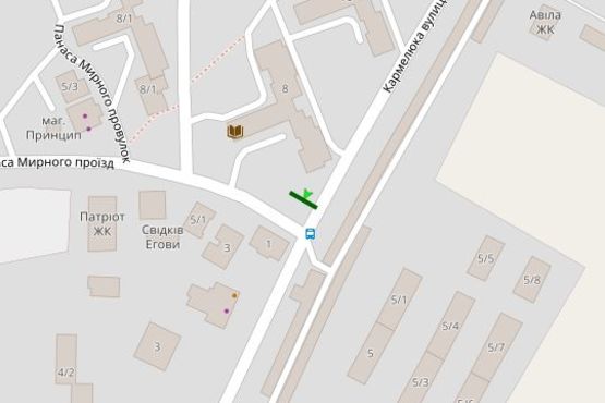 Схема рекламної площини за адресою Кармелюка вул., 8