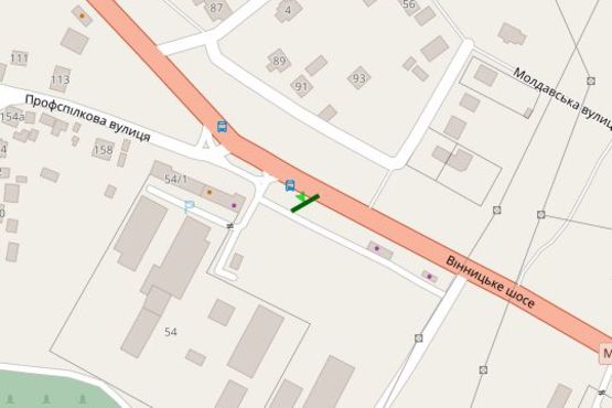 Схема рекламної площини за адресою Вінницьке шосе, 54