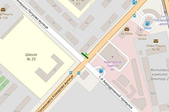 Схема рекламної площини за адресою Космонавта Комарова вул. - Генерала Петрова вул.