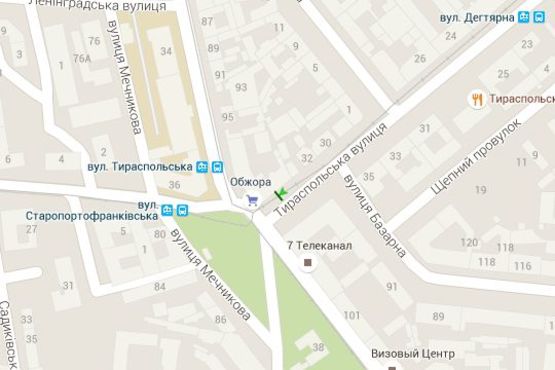 Схема рекламной плоскости по адресу Тираспольська вул., 34 - Старопортофранківська вул., 97 - Колонтаєвська вул. (остановка)