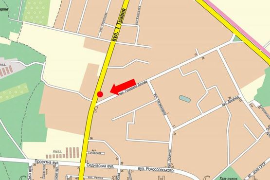 Схема рекламной плоскости по адресу 1-го Мая ул. / ул. Белова, кольцо со стороны ул. Белова, в сторону супермаркетов "Экомаркет", "Вена", в центр