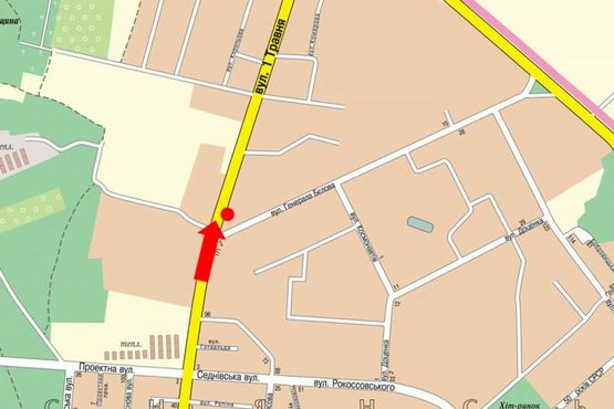 Схема рекламной плоскости по адресу 1-го Мая ул. / ул. Белова, кольцо, из центра