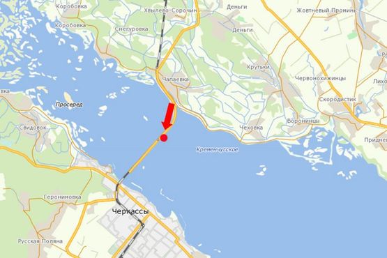 Схема рекламной плоскости по адресу Трасса Золотоноша - Черкассы, 19 км + 400 м, дамба