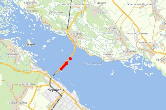 Схема рекламной плоскости по адресу Трасса Золотоноша - Черкассы, 19 км + 400 м, дамба