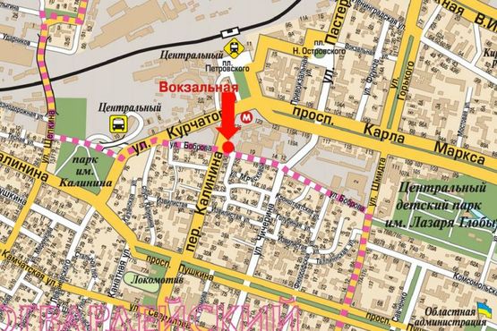 Схема рекламної площини за адресою Боброва ул. / Сечевой пер. (бывш. Калинина пер.), рынок "Славянский"