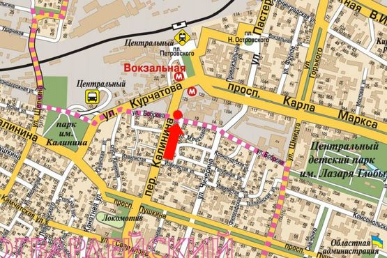 Схема рекламной плоскости по адресу Боброва ул. / Сечевой пер. (бывш. Калинина пер.), рынок "Славянский"