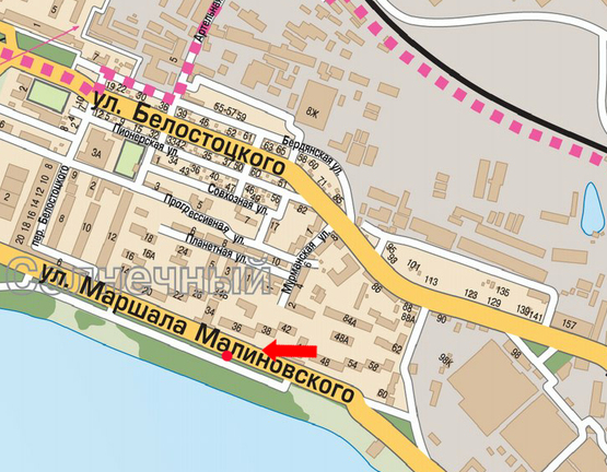 Схема рекламної площини за адресою Малиновского ул., 36, напротив