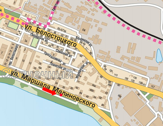 Схема рекламной плоскости по адресу Малиновского ул., 36, напротив