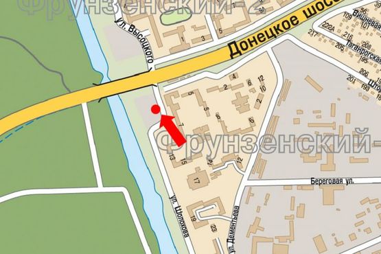 Схема рекламной плоскости по адресу Шолохова ул., 5, напротив супермаркета "Varus", к Кайдакскому мосту