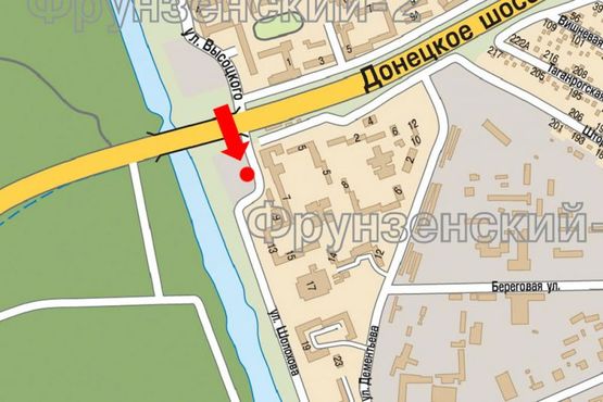 Схема рекламной плоскости по адресу Шолохова ул., 5, напротив супермаркета "Varus", от Кайдакского моса