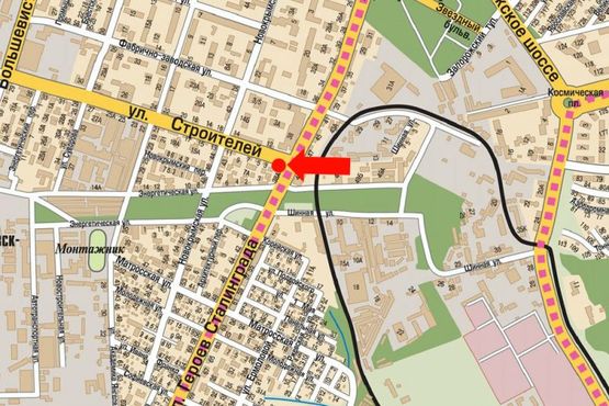 Схема рекламной плоскости по адресу Строителей ул., 1