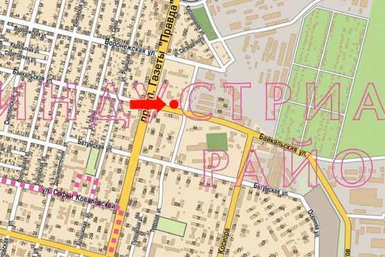 Схема рекламной плоскости по адресу Байкальская ул., 9А, напротив