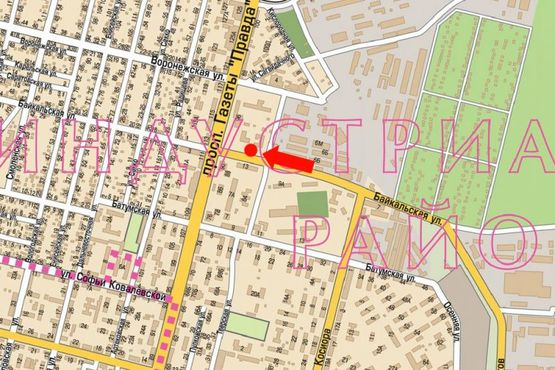 Схема рекламной плоскости по адресу Байкальская ул., 9А, напротив