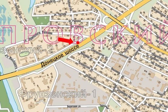 Схема рекламной плоскости по адресу Донецкое шоссе, 19, разделитель, из центра