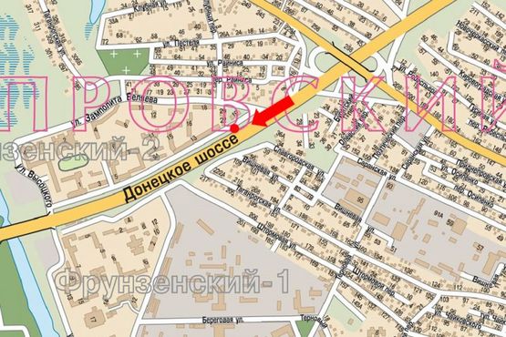 Схема рекламной плоскости по адресу Донецкое шоссе, 19, разделитель, в центр