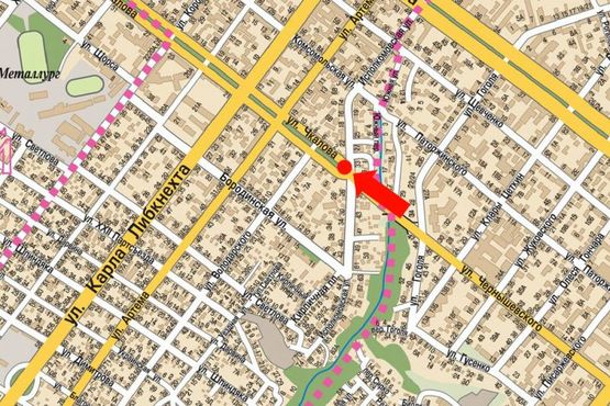 Схема рекламной плоскости по адресу Святослава Храброго ул. (бывш. Чкалова ул.) / Исполкомовская ул.