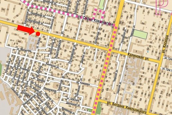 Схема рекламной плоскости по адресу Калиновая ул., 37, магазин "Будапешт"