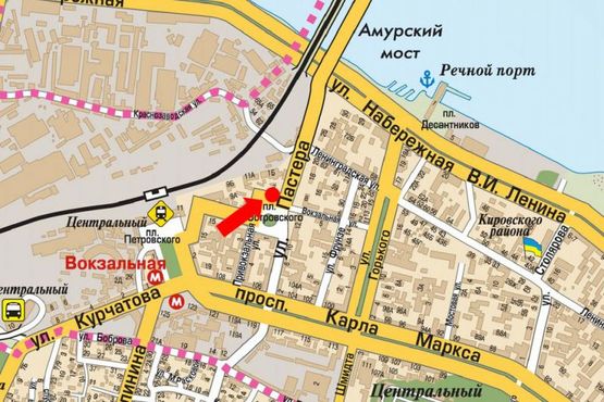 Схема рекламной плоскости по адресу Старомостовая пл. (бывш. Островского пл.) / Пастера ул., напротив "McDonald's"