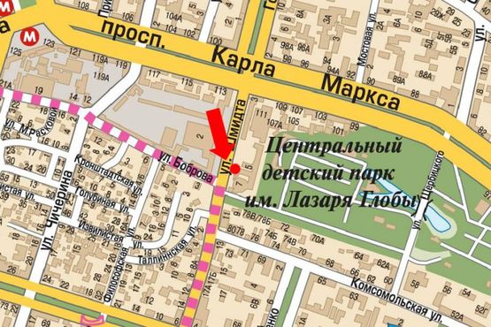 Схема рекламной плоскости по адресу Шмидта ул., 5, напротив центрального рынка, фасад