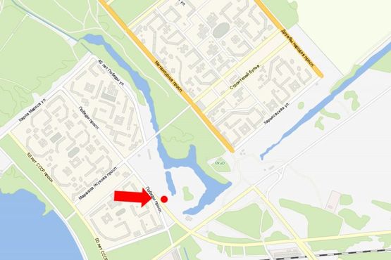 Схема рекламной плоскости по адресу Победы пр., возле "Пивзавода"