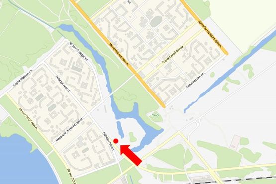 Схема рекламной плоскости по адресу Победы пр., возле "Пивзавода"